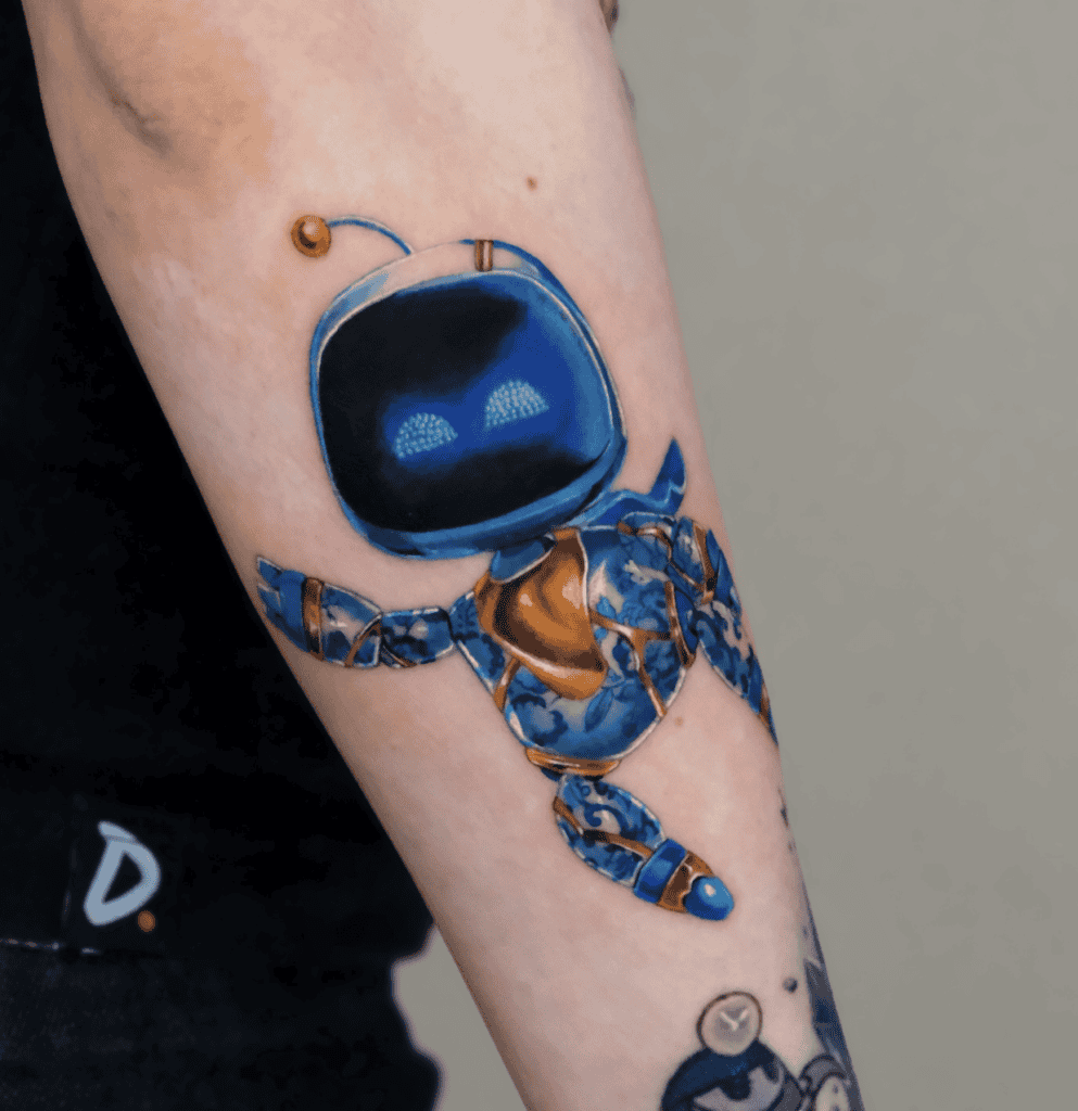 Astro Bot Porcelain Video Game Tattoo