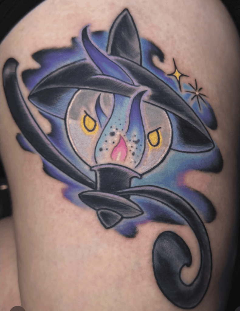 Lampent Angry Unova Pokémon Tattoo
