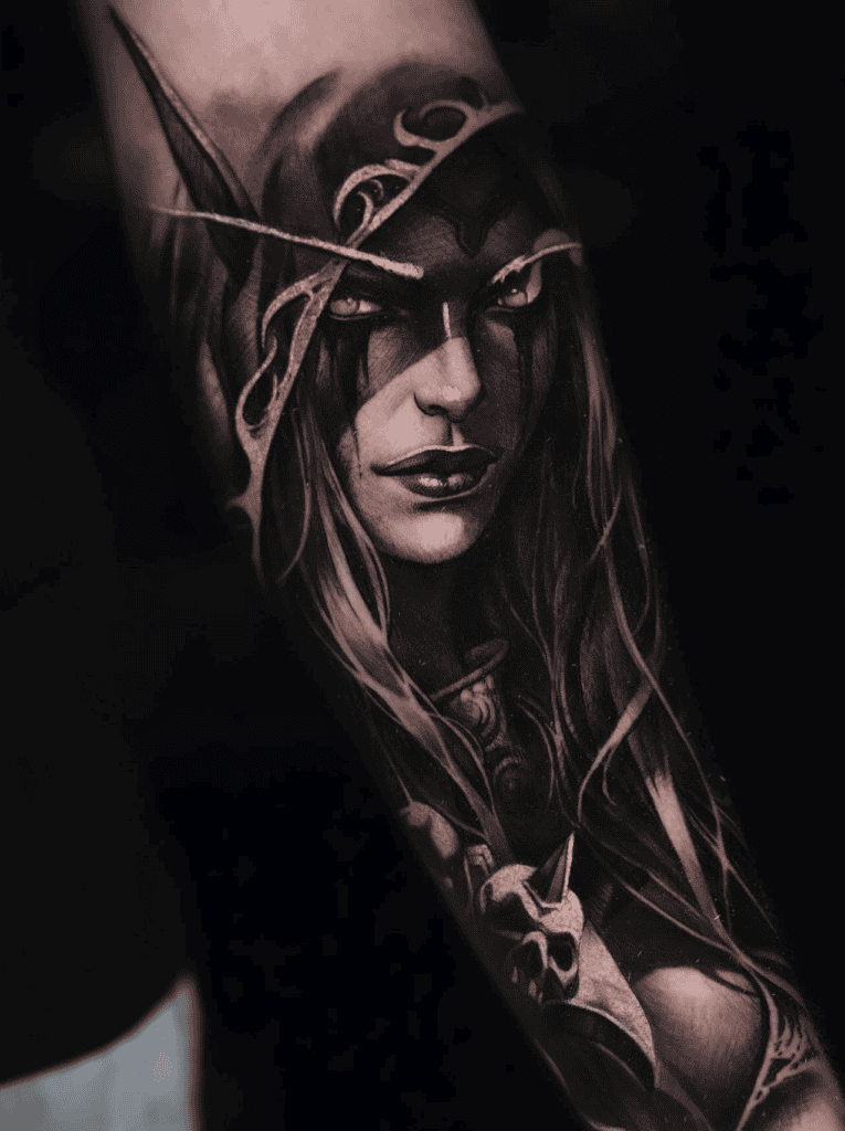 Sylvanas Windrunner Glow World of Warcraft Tattoo