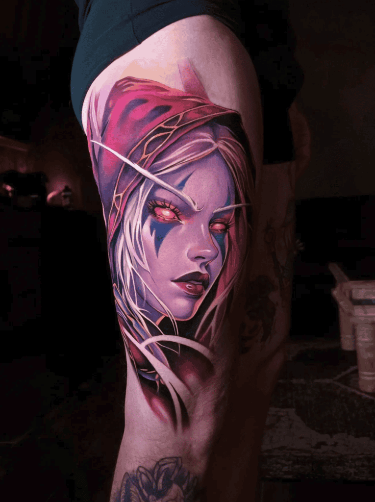 Sylvanas Windrunner Portrait World of Warcraft Tattoo