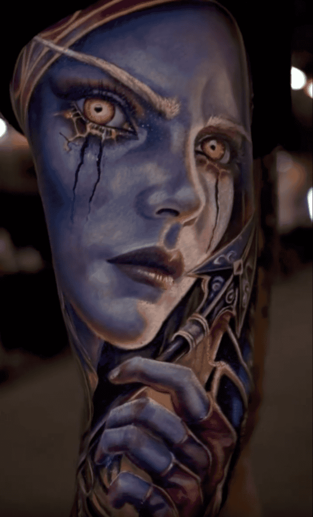 Sylvanas Windrunner Realistic World of Warcraft Tattoo
