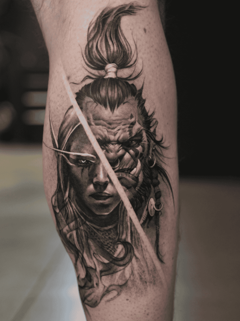 Sylvanas Windrunner Split World of Warcraft Tattoo