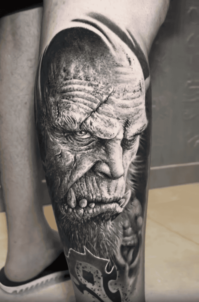 Orgrim Doomhammer Angry World of Warcraft Tattoo