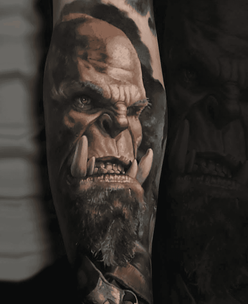 Orgrim Doomhammer Portrait World of Warcraft Tattoo