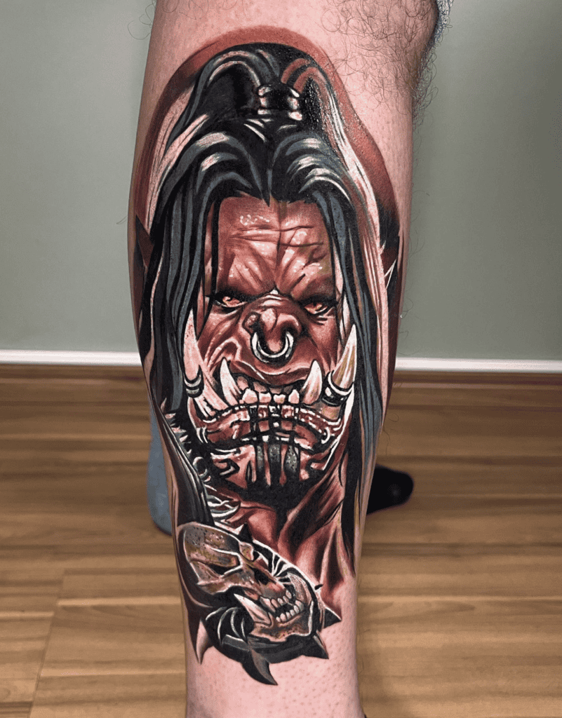 Grommash Hellscream Angry World of Warcraft Tattoo