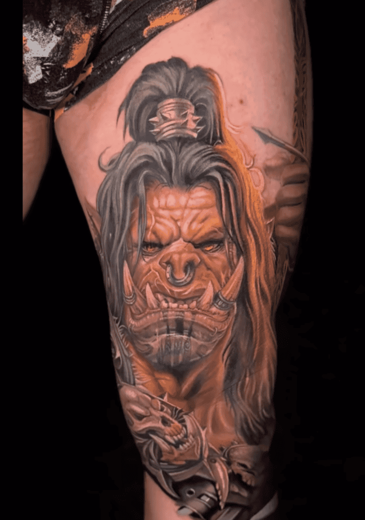 Grommash Hellscream Face World of Warcraft Tattoo