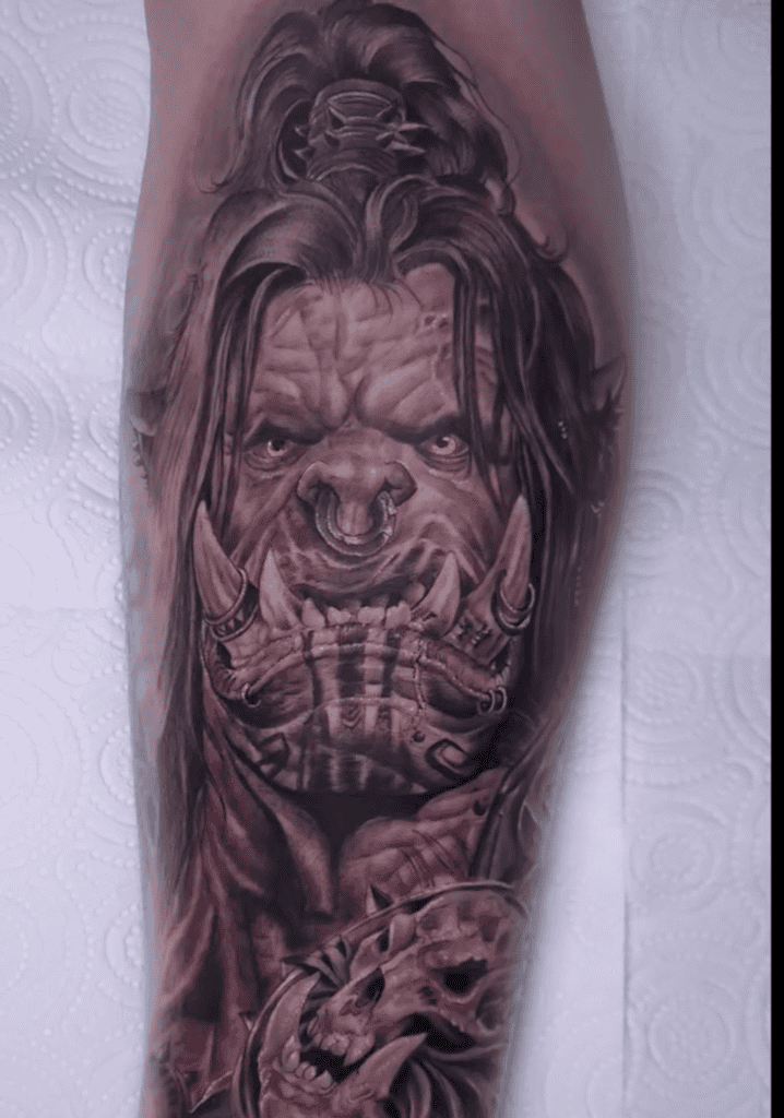 Grommash Hellscream Mean World of Warcraft Tattoo