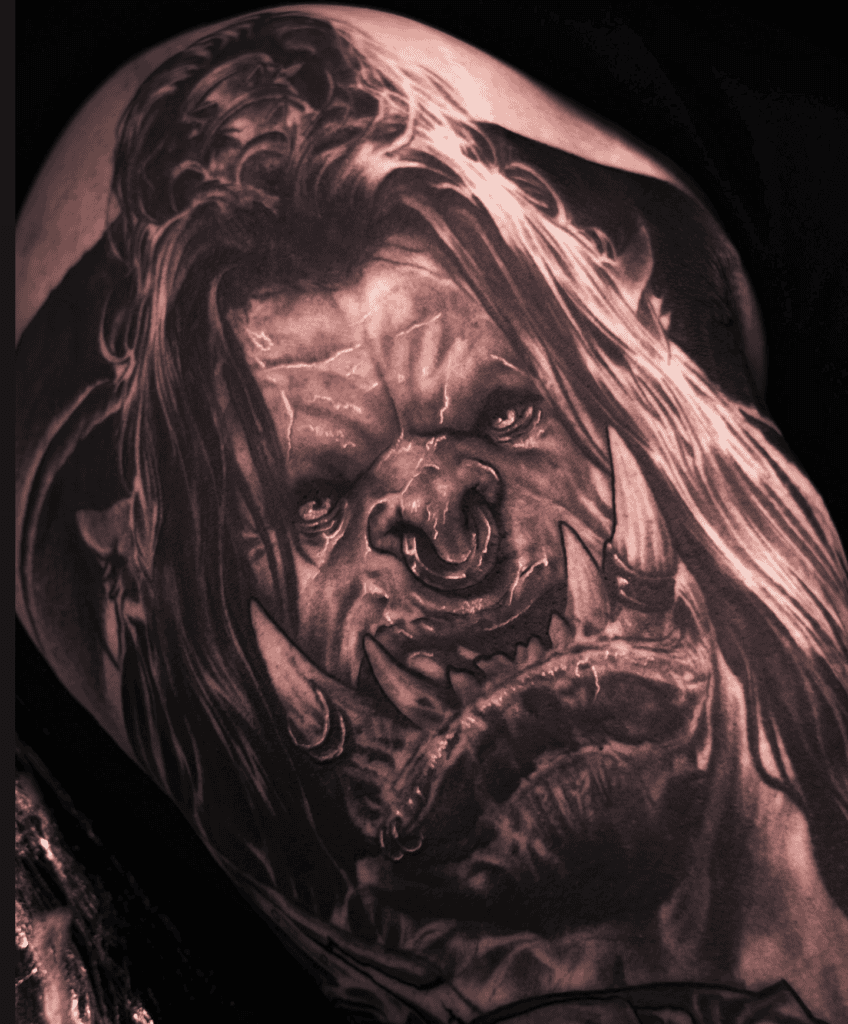 Grommash Hellscream Portrait World of Warcraft Tattoo