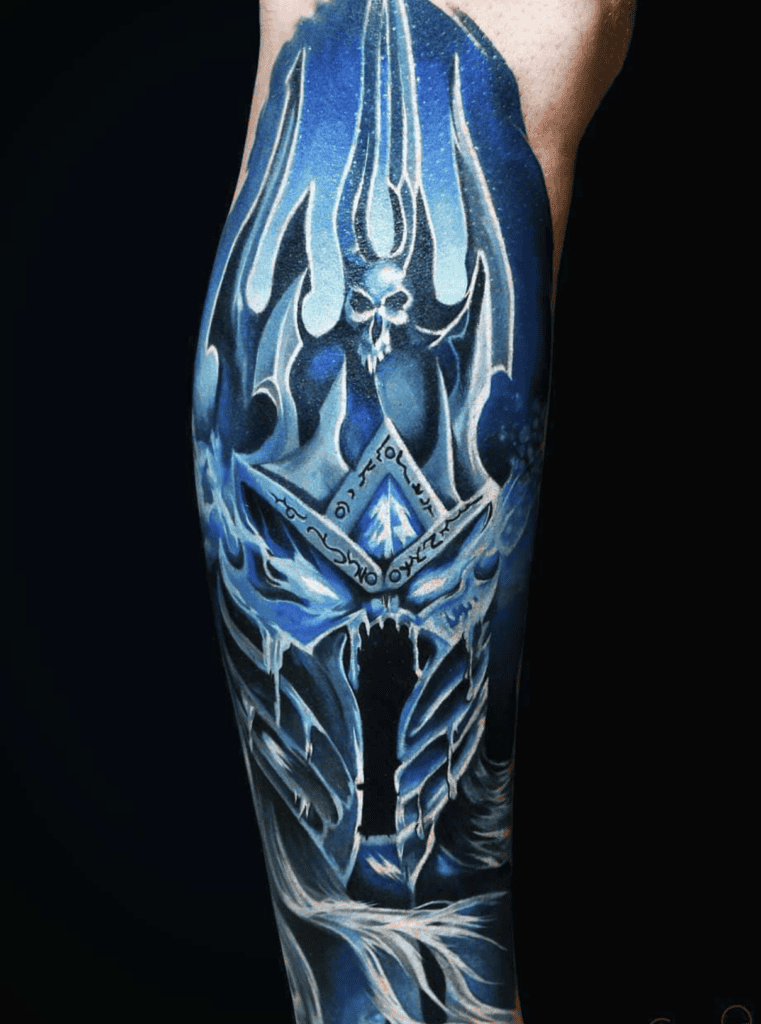 Arthas Menethil Blue World of Warcraft Tattoo