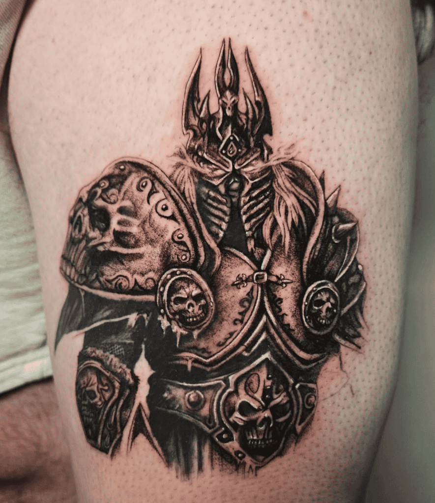 Arthas Menethil Portrait World of Warcraft Tattoo