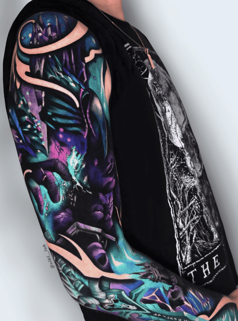 Arthas Menethil Sleeve World of Warcraft Tattoo