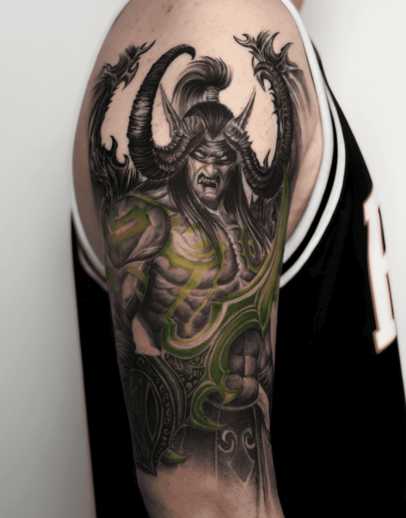 Illidan Stormrage Pose World of Warcraft Tattoo