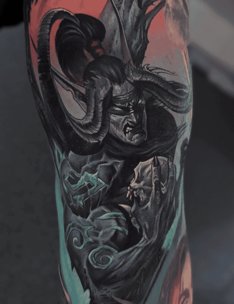 Illidan Stormrage Skull World of Warcraft Tattoo