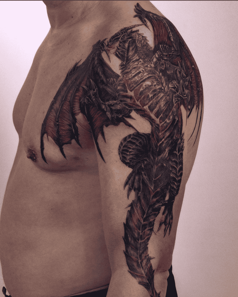 Deathwing Full World of Warcraft Tattoo