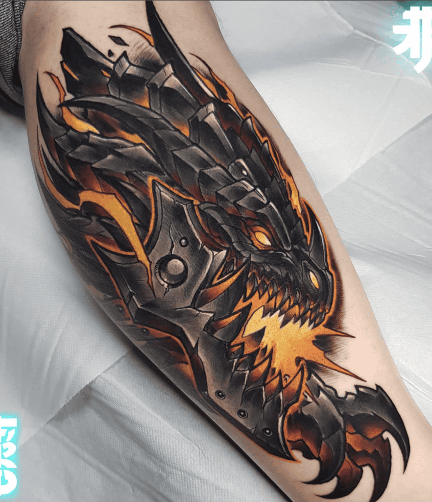 Deathwing Metal World of Warcraft Tattoo