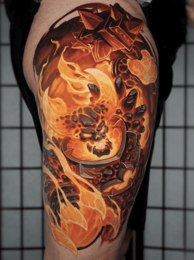 Ragnaros Flame World of Warcraft Tattoo