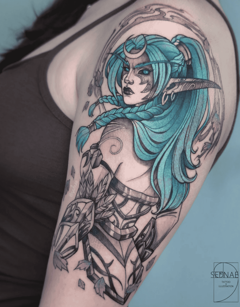 Tyrande Whisperwind Stance World of Warcraft Tattoo