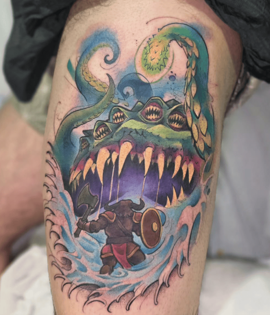 Yogg-Saron Battle World of Warcraft Tattoo