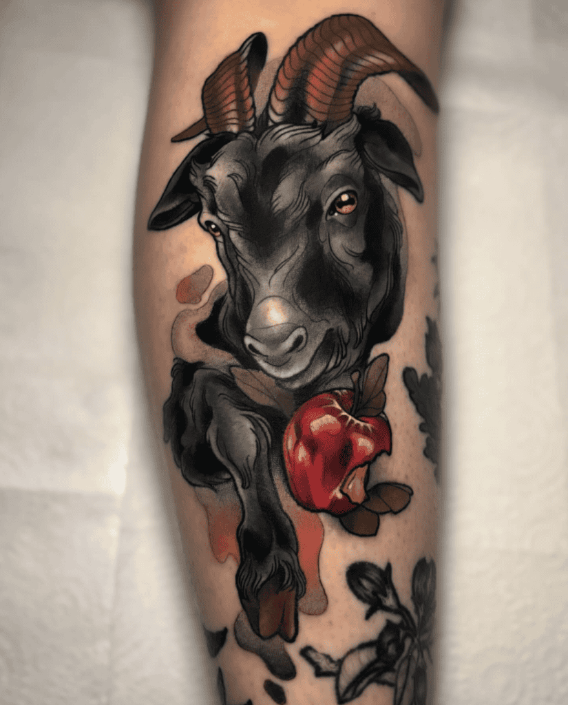 Domestic Goat Apple Tattoo