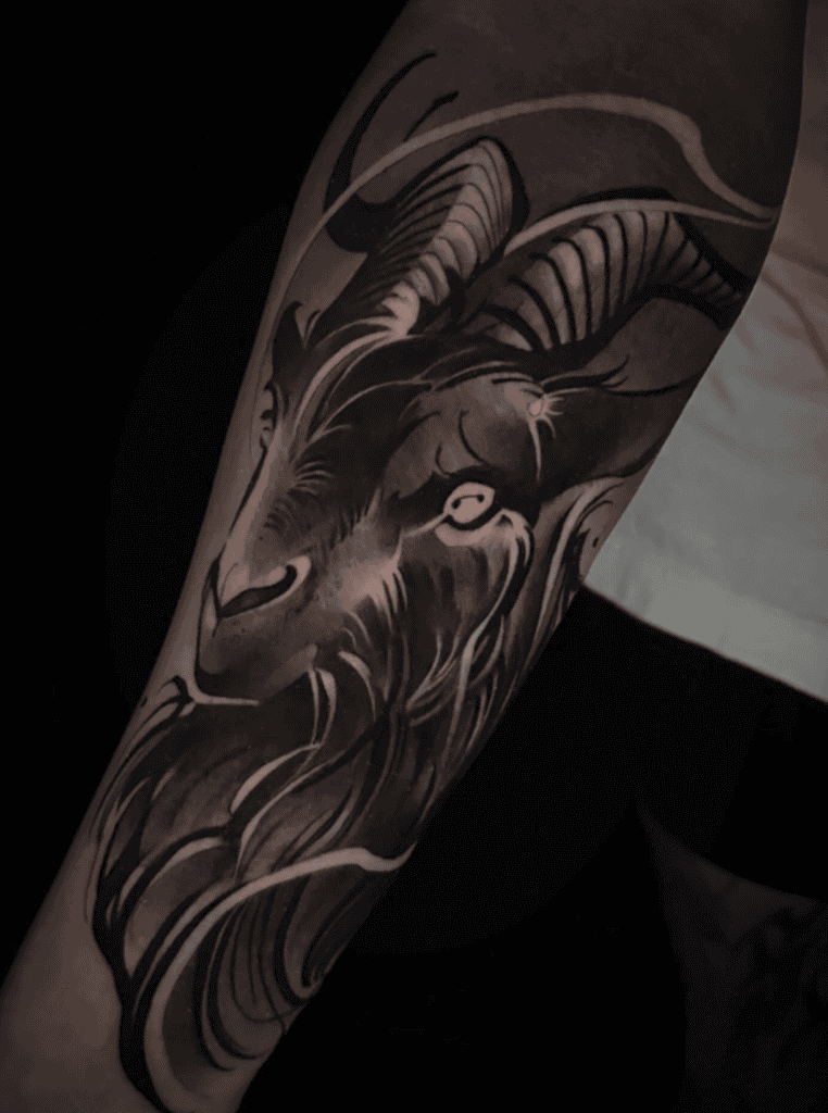 Domestic Goat Dark Tattoo