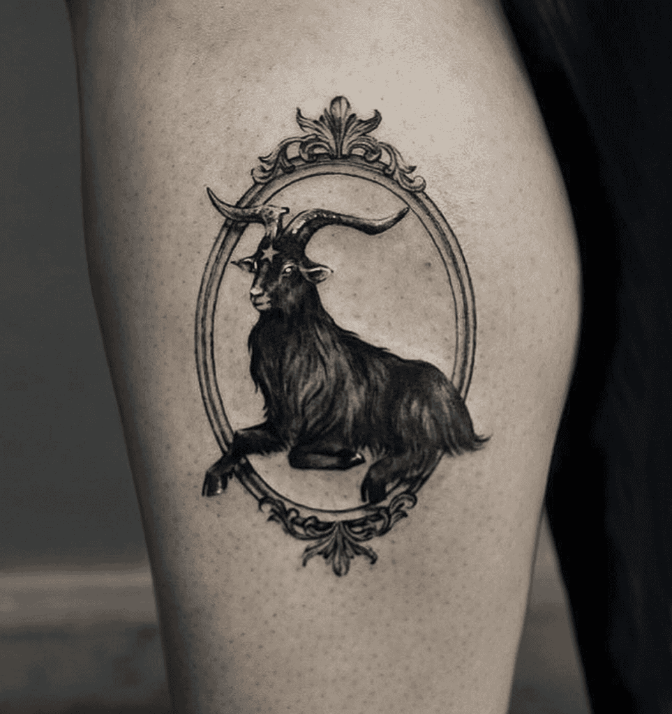 Domestic Goat Frame Tattoo