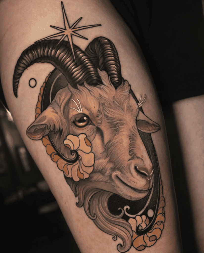 Domestic Goat Neo Tattoo