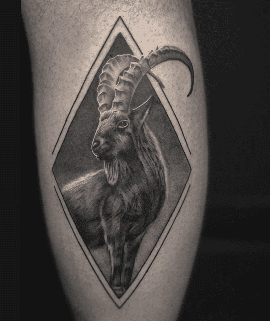 Siberian Ibex Diamond Goat Tattoo