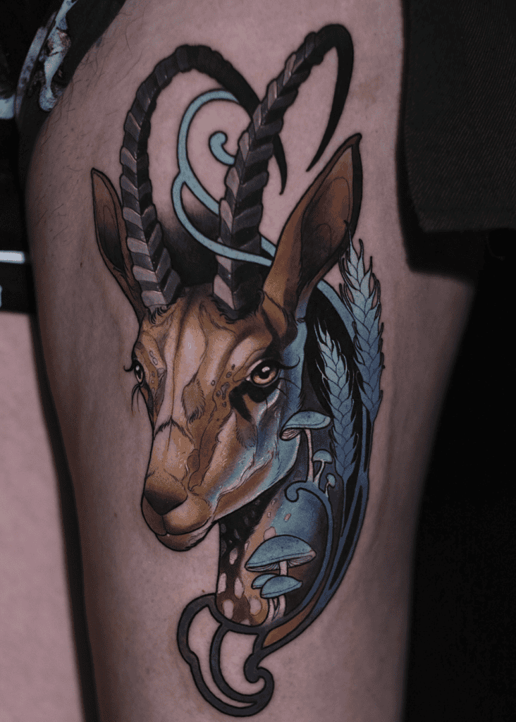 Siberian Ibex Neo Goat Tattoo