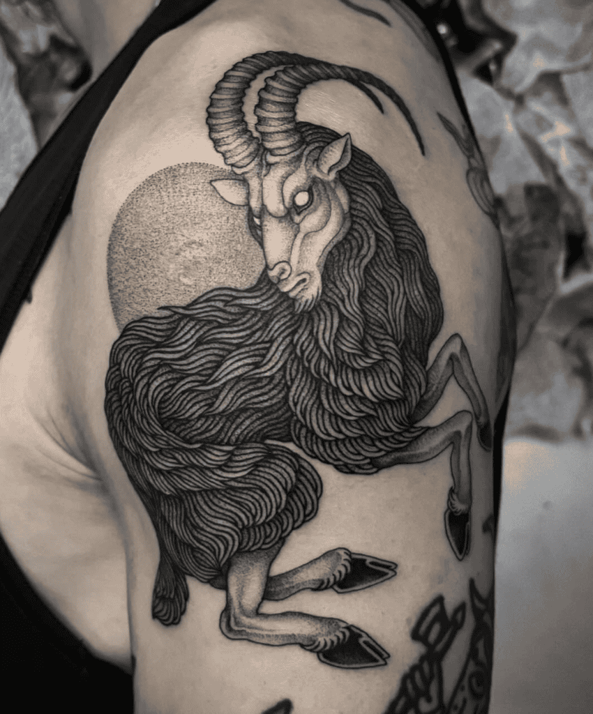 Spanish Ibex Stance Goat Tattoo