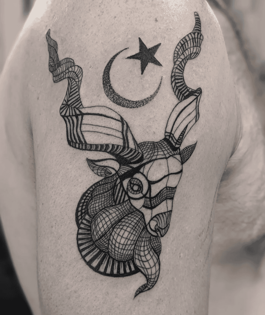 Markhor Moon Goat Tattoo