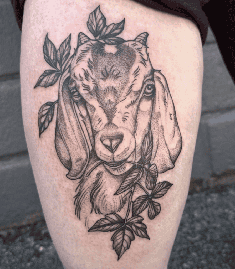 Nubian Goat Flower Tattoo