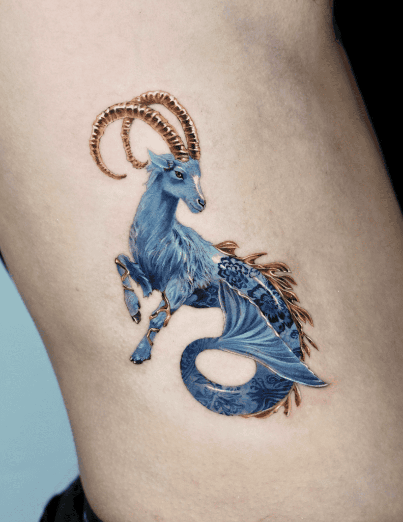 Capricorn Blue Goat Tattoo