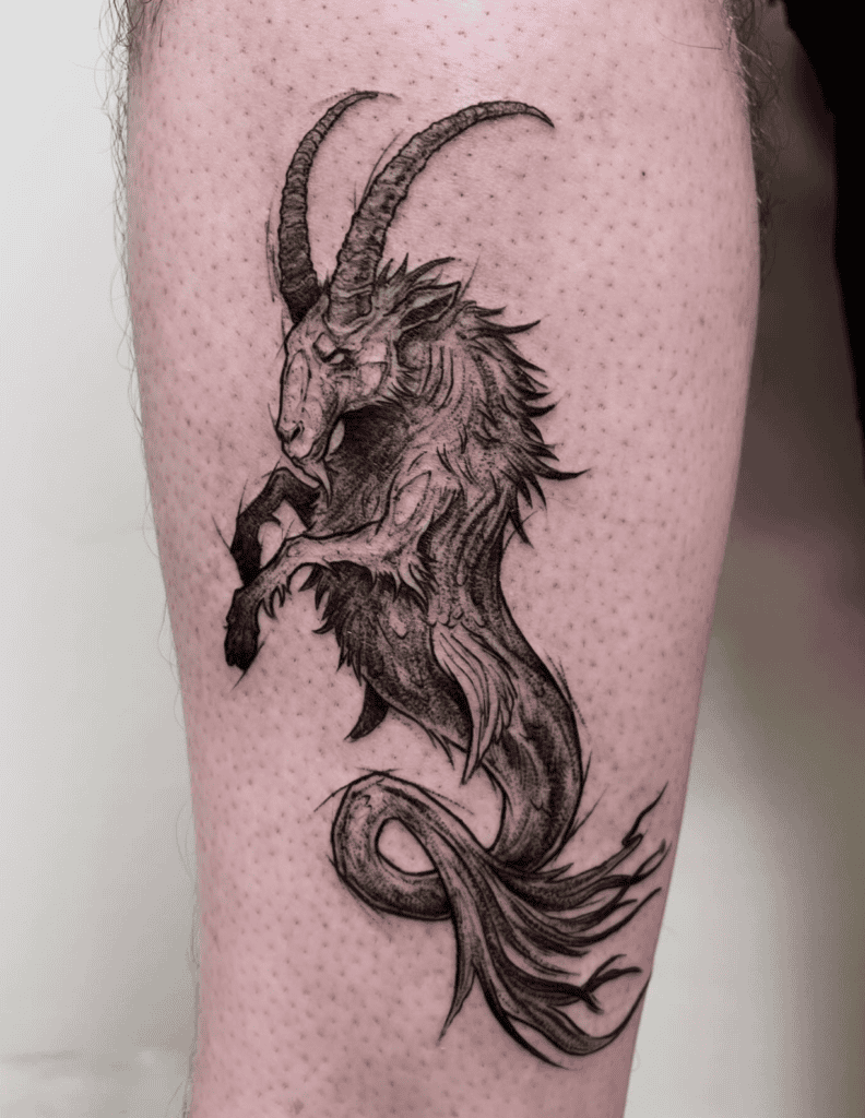 Capricorn leap Goat Tattoo