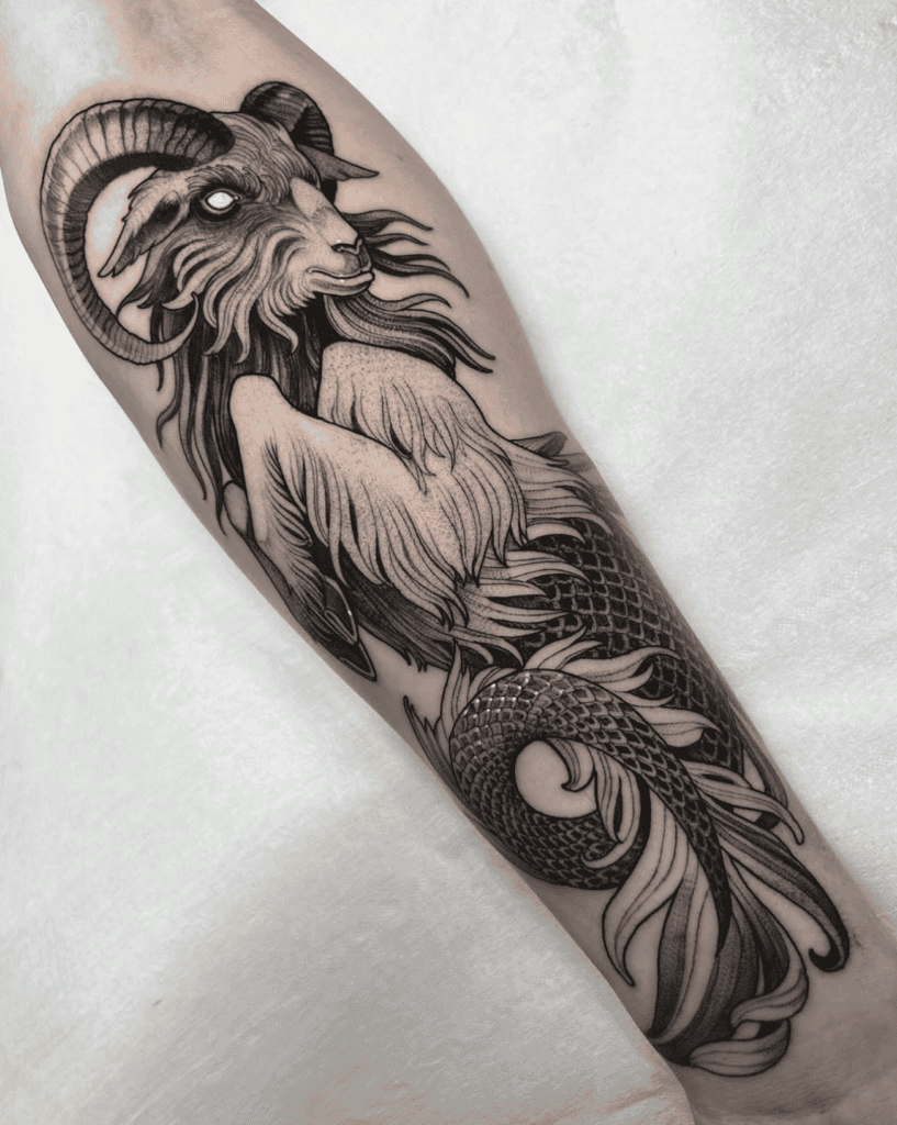 Capricorn Pose Goat Tattoo