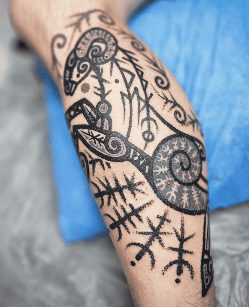 Tanngrisnir and Tanngnjóstr Goat Tattoo