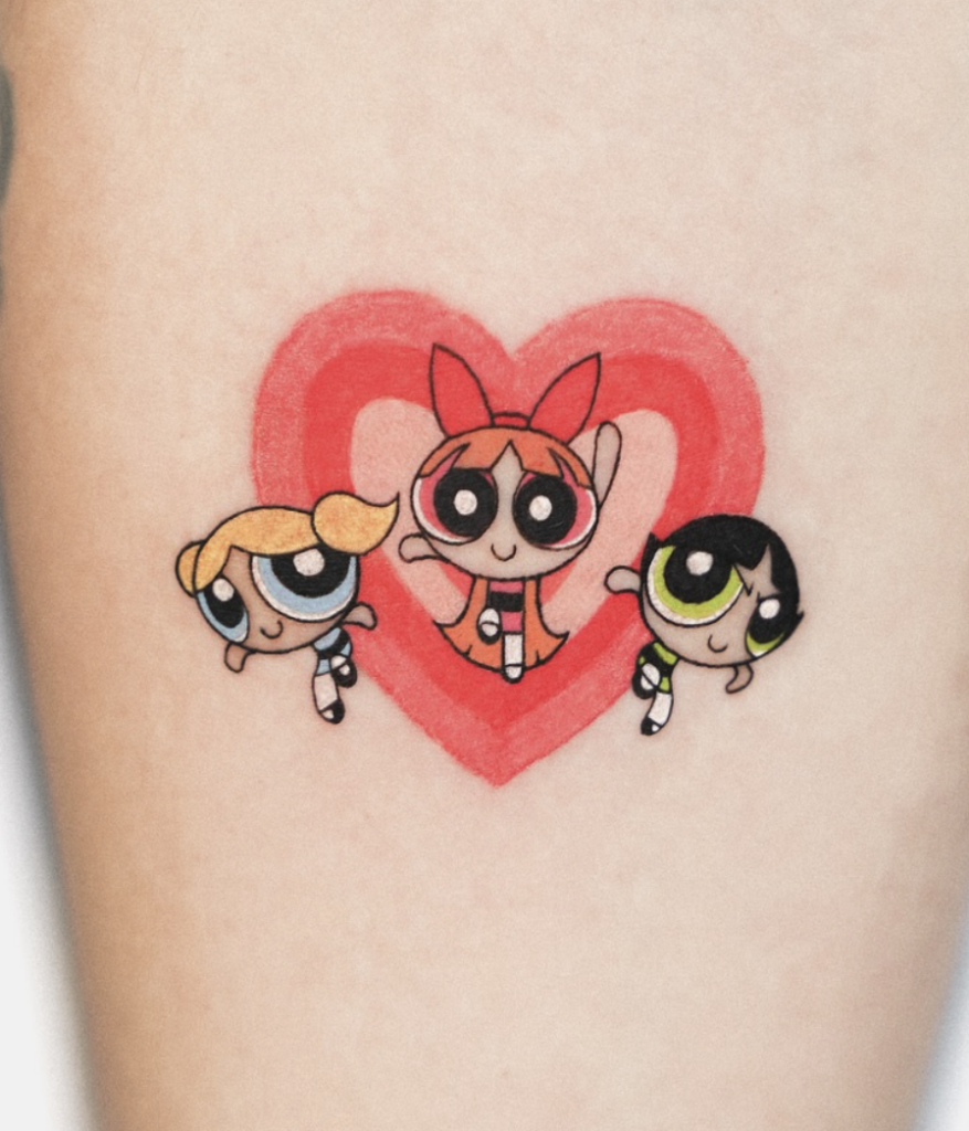 Blossom Bubbles and Buutercup Powerpuff Girls Tattoo