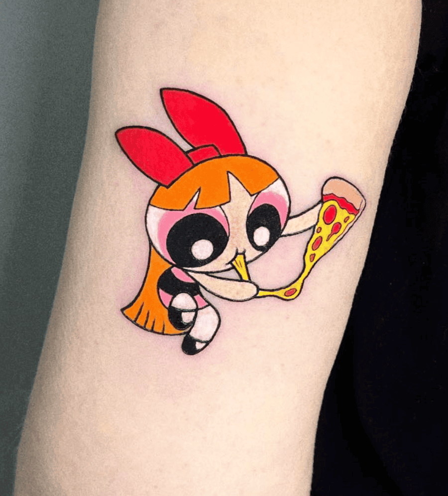 Blossom Pizza Powerpuff Girls Tattoo