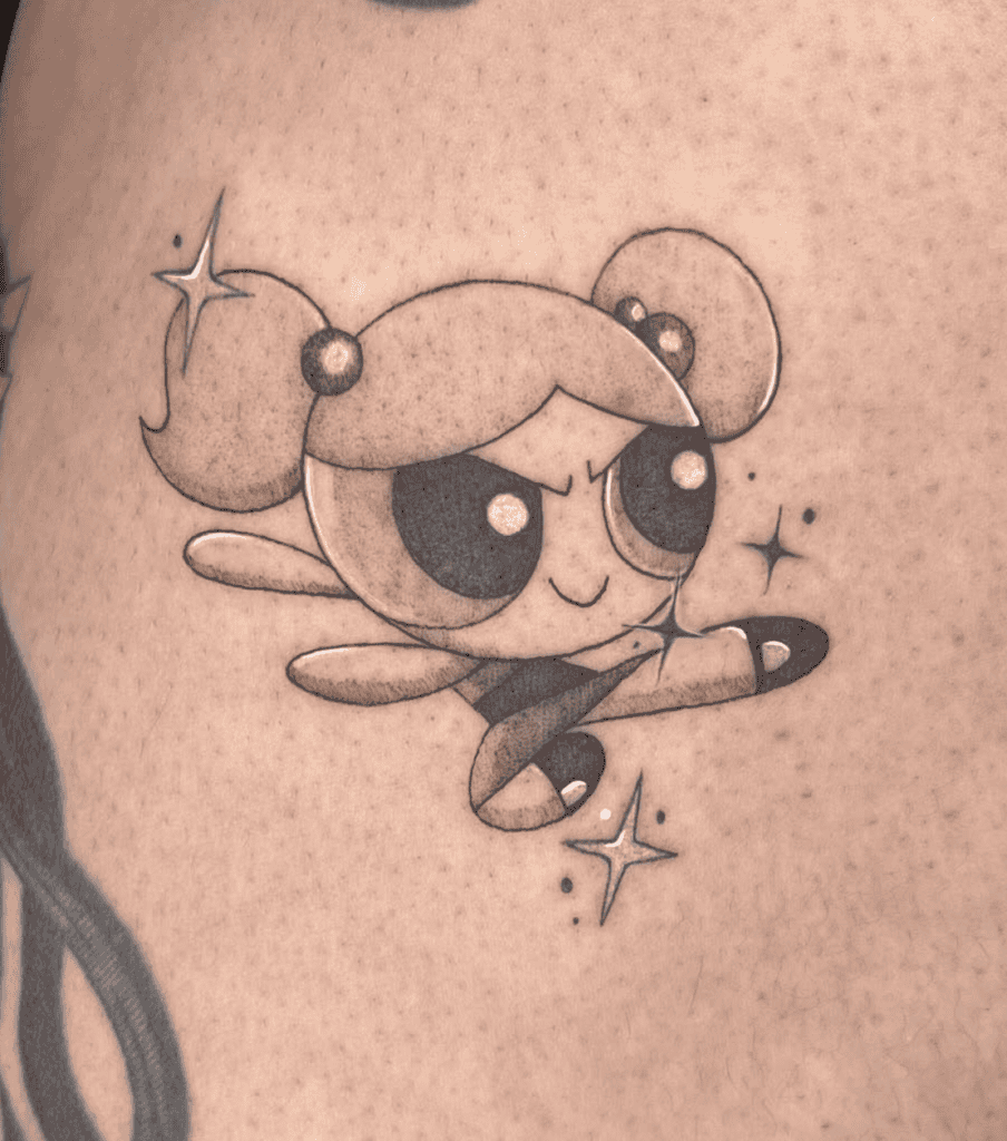 Bubbles Kick Powerpuff Girls Tattoo
