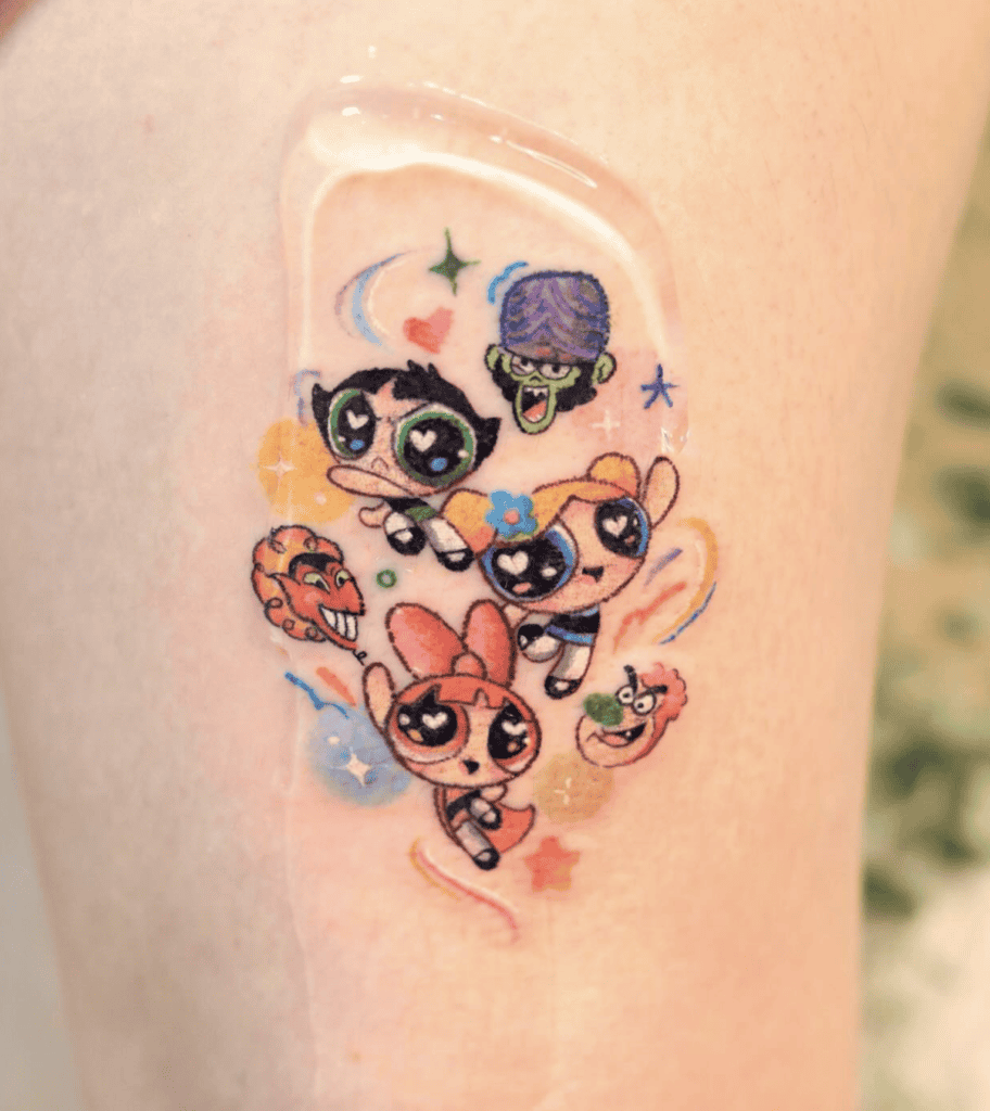 Bubbles Team Powerpuff Girls Tattoo