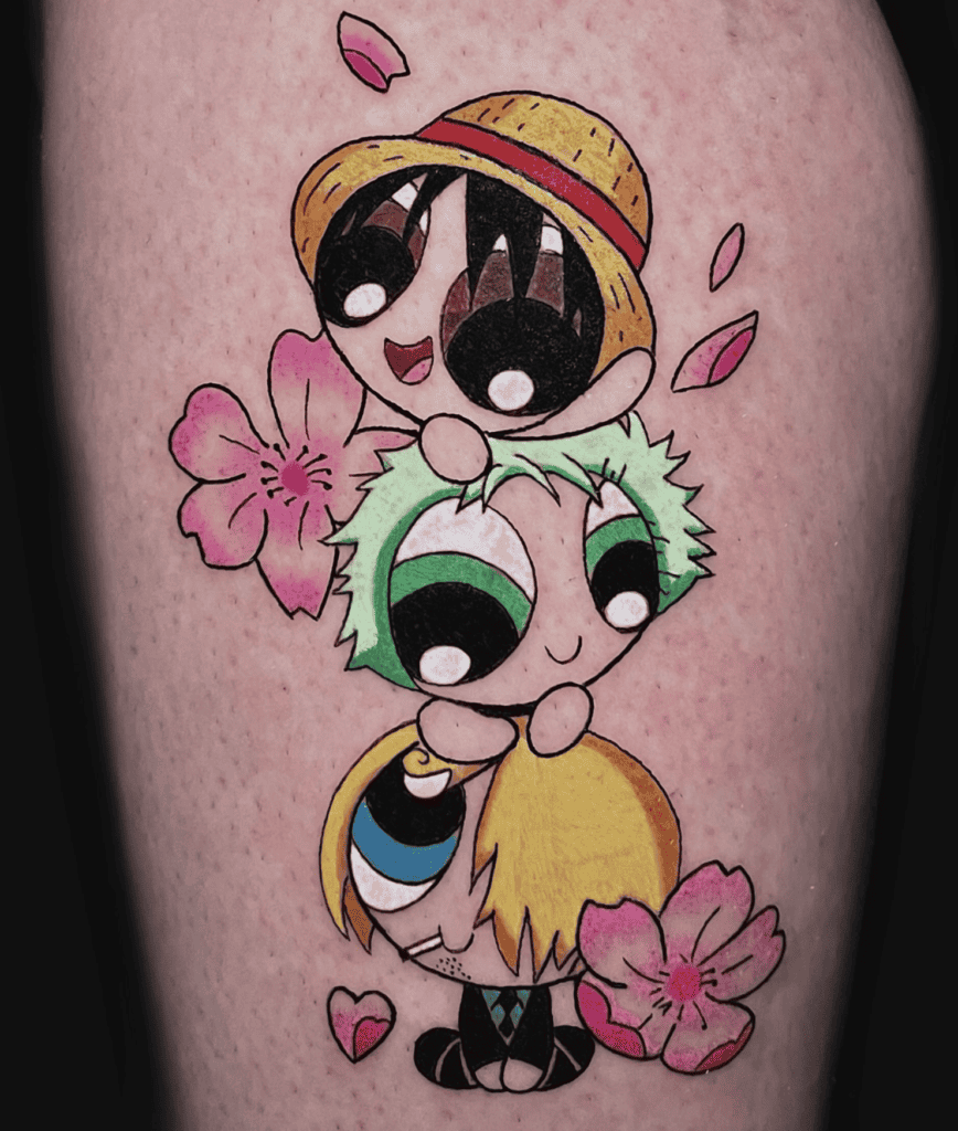 One Piece X Powerpuff Girls Tattoo