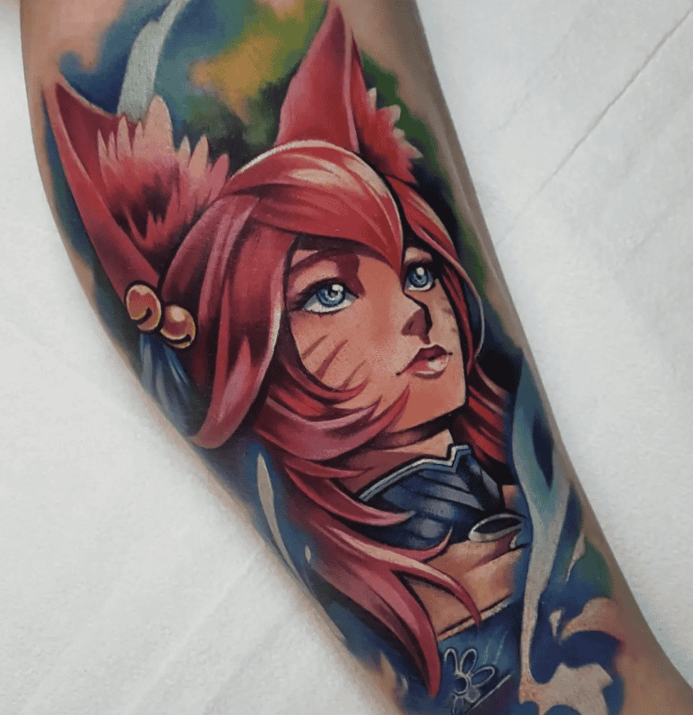 Ahri Pink League of Legends Tattoo