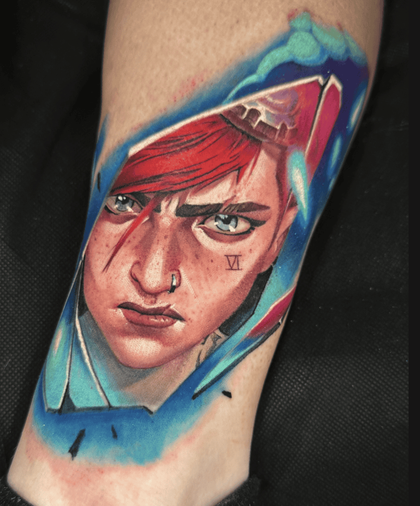 Vi Glass League of Legends Tattoo