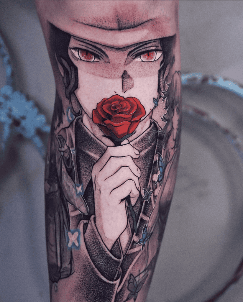 Muzan Kibutsuji Rose Demon Slayer Tattoo