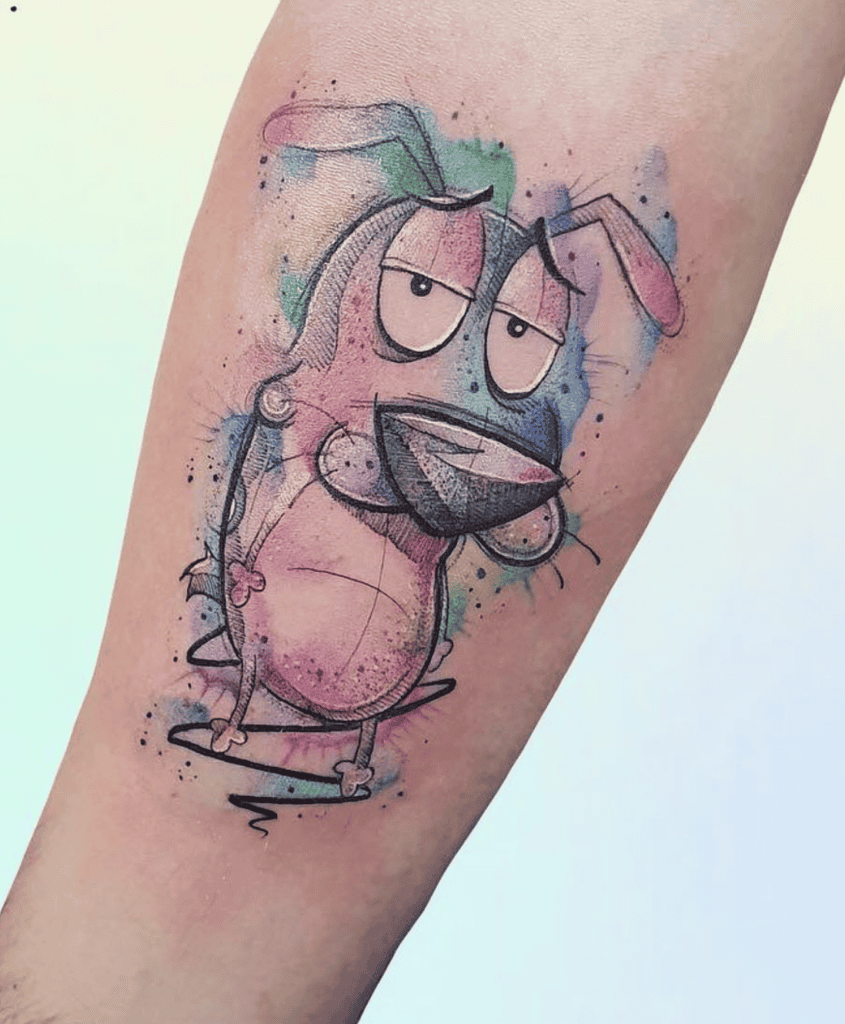 Courage the Cowardly Dog Watercolour Tattoo