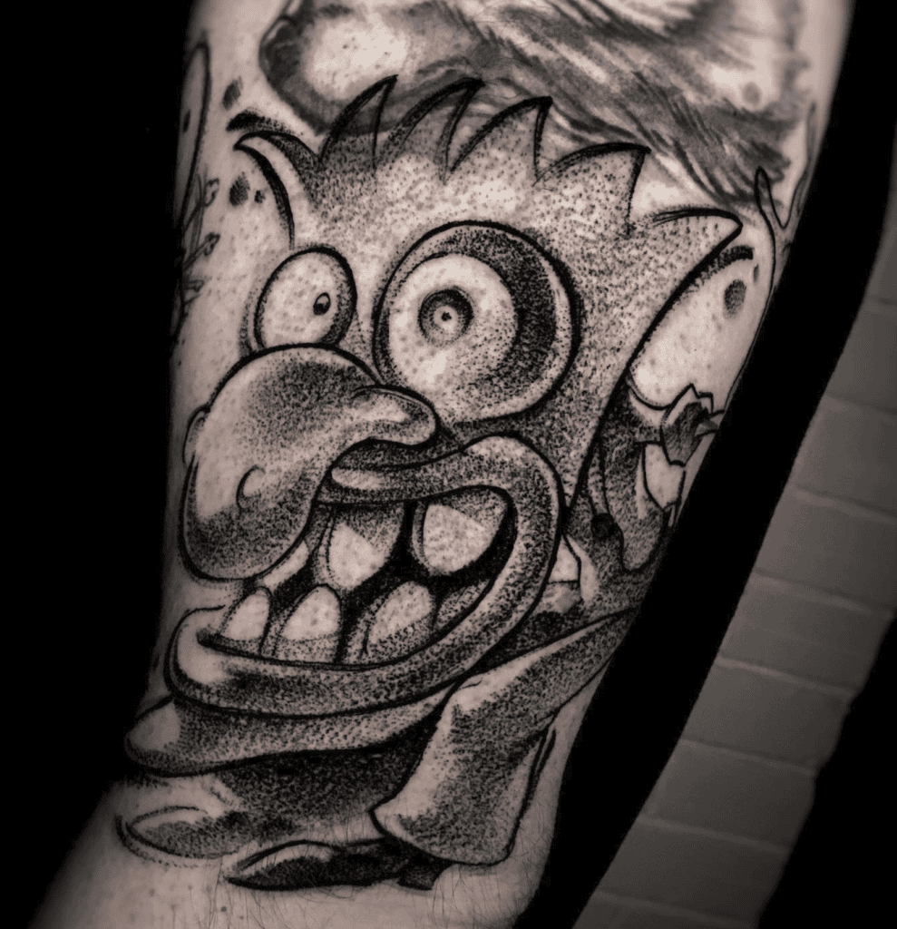Eustace Bagge Mask Courage the Cowardly Dog Tattoo