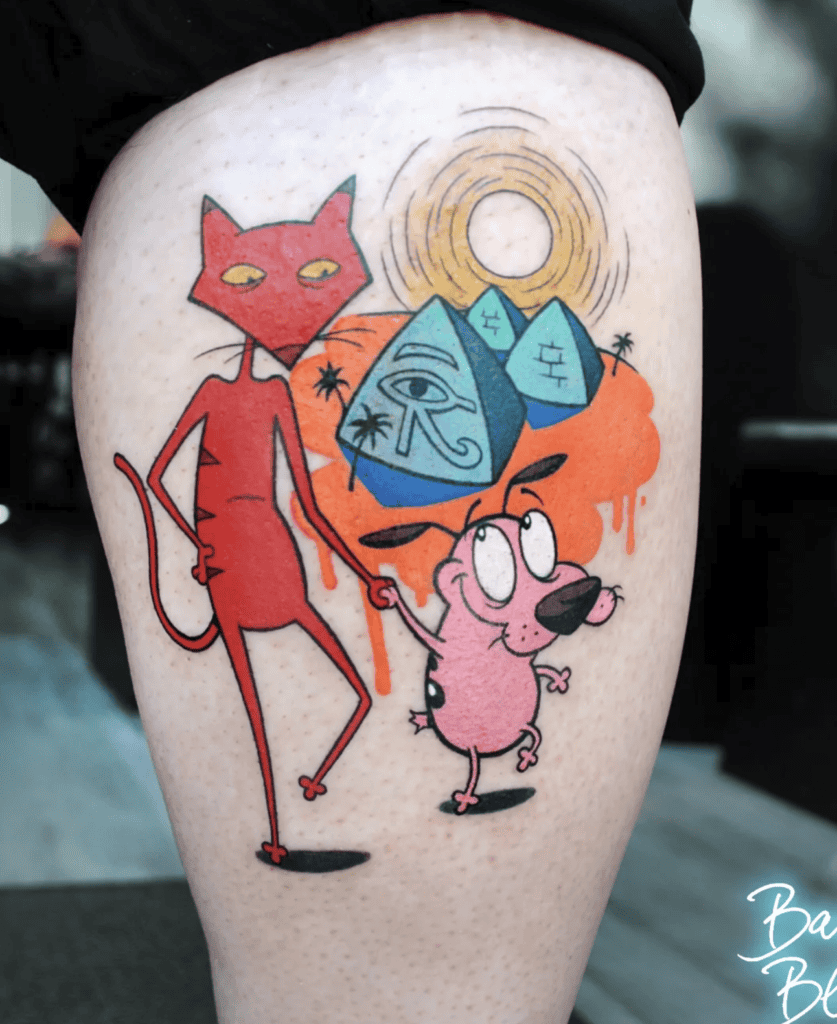 Katz and Courage the Cowardly Dog Tattoo