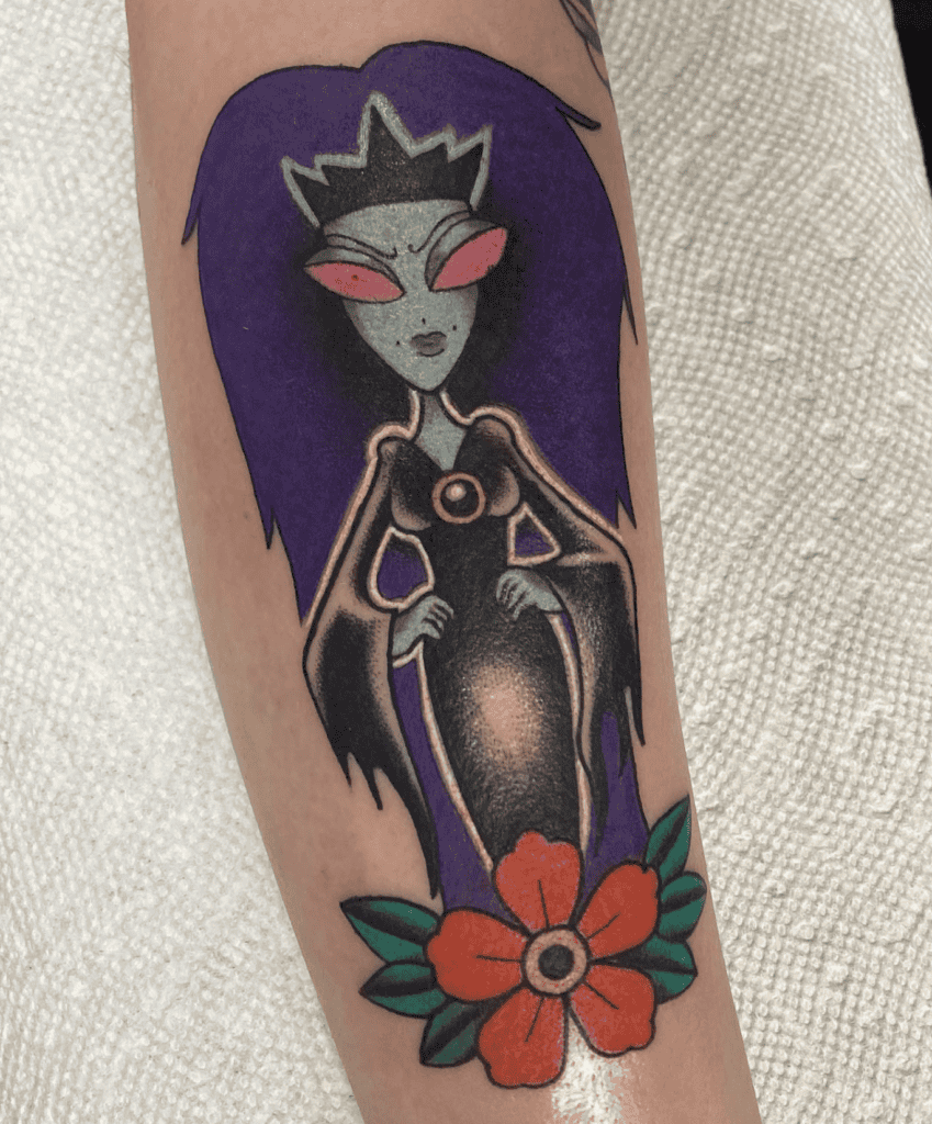 The Queen of the Black Puddle Flower Courage the Cowardly Dog Tattoo