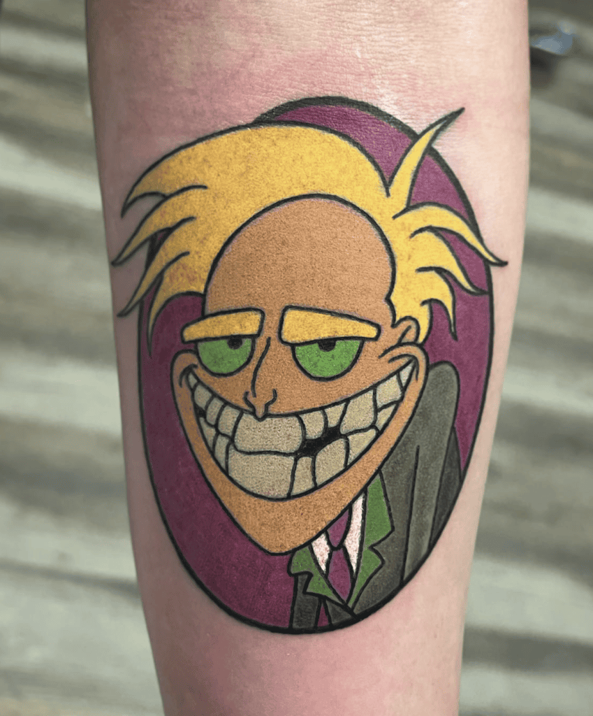 Freaky Fred Portrait Courage the Cowardly Dog Tattoo