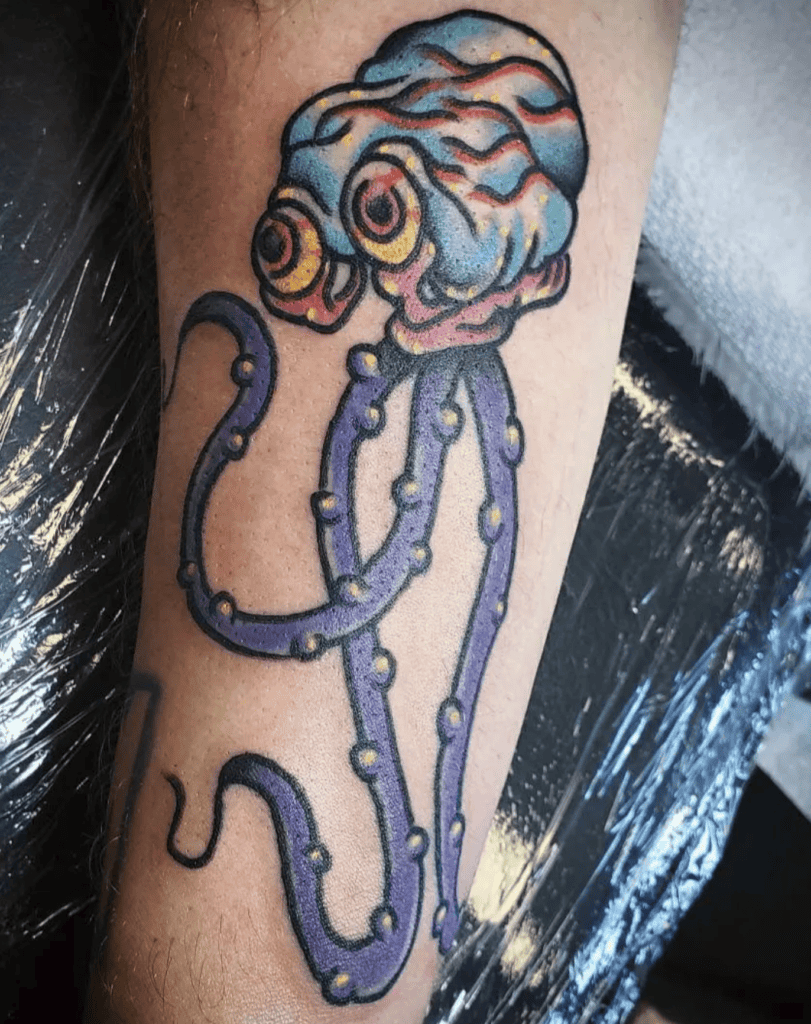 Alien Brain Visitor Courage the Cowardly Dog Tattoo