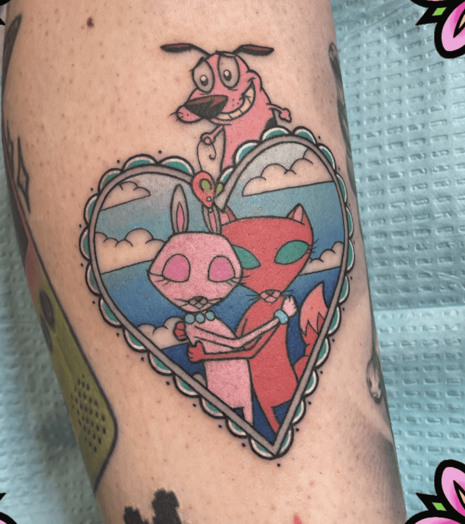 Kitty Love Courage the Cowardly Dog Tattoo